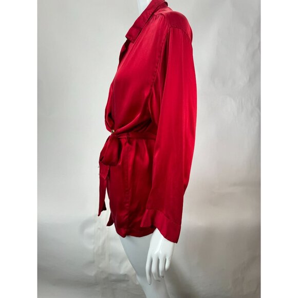 Marilyn Monroe By Warners Satin Red Wrap Robe With Belt & Embroidered Logo - Picture 5 of 16